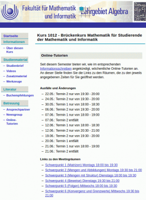 01012 Brückenkurs Mathematik und Informatik
